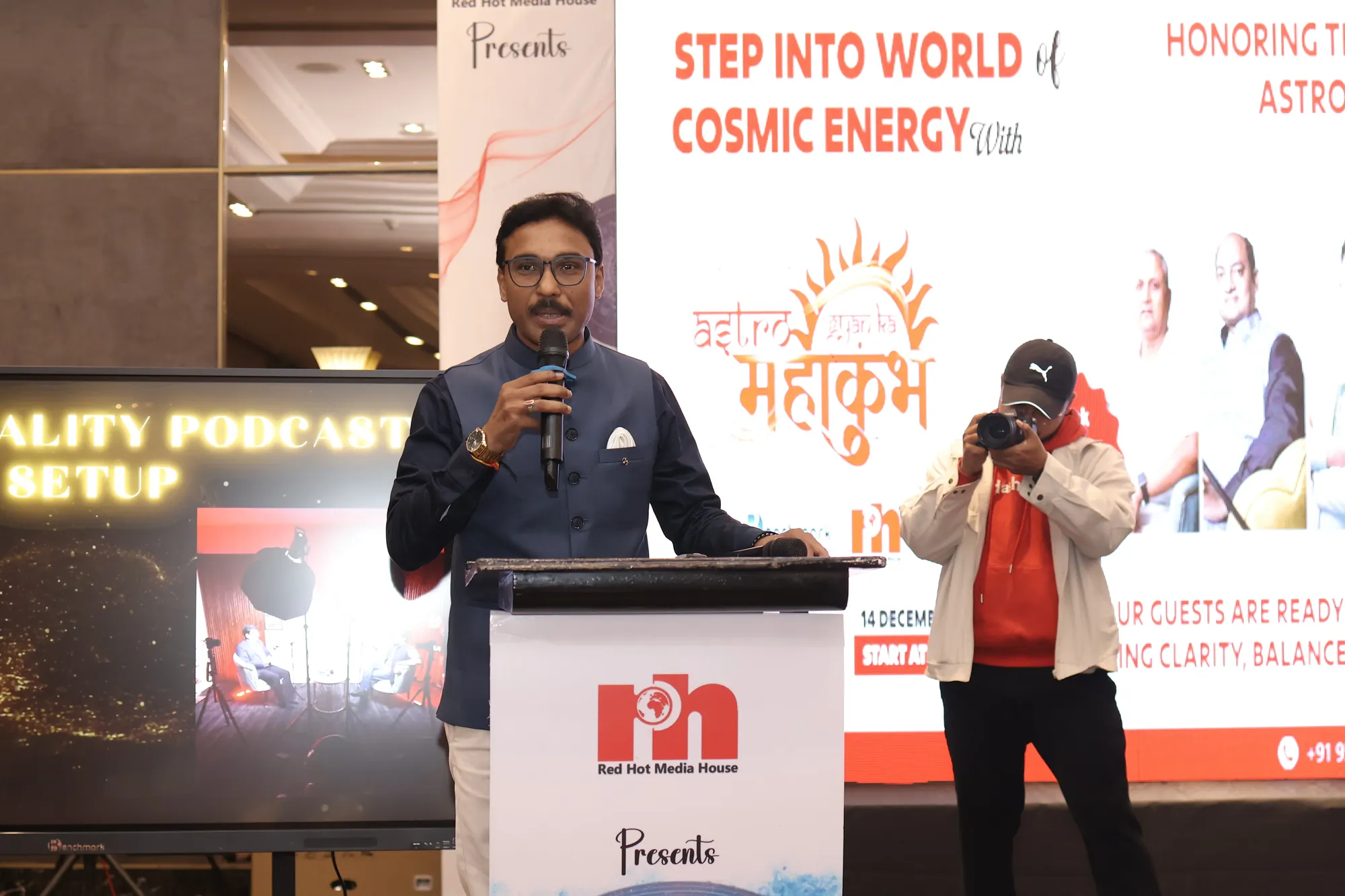 Adarshh Panndey speaking at a podium